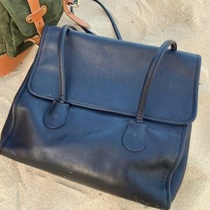 Vintage Coach Black Leather Flap Shopper 7301 made in US, rare